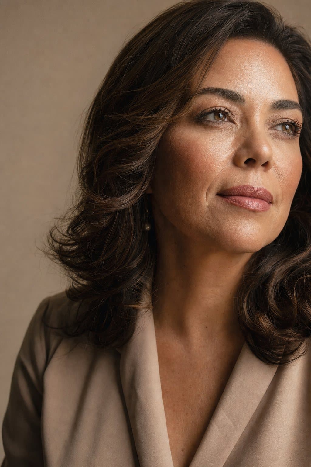Warm three-quarter portrait, light on the cheekbone. Illustrative image — not a patient.